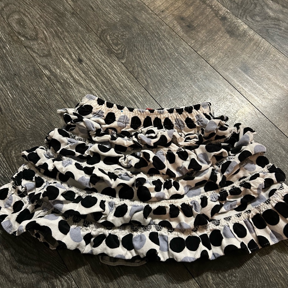 The Children’s Place Size 3t Black Gray Dot Tiered Ruffle Corduroy Full Skirt